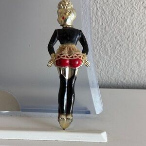 Vintage Gold Can Opener Doll Figurine with Red and Black Outfit